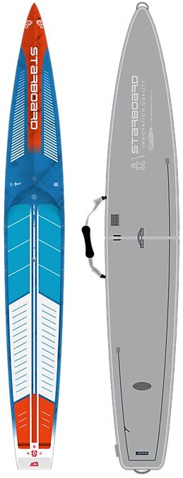 Starboard 14 x 21.5 Gen R Blue Carbon Sandwich med boardbag i gruppen SUP / SUP bräda / Race/Touring (Hårda) hos Surfspot Sweden AB (2014240401020)