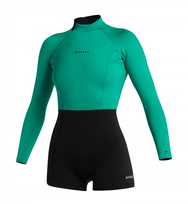 Mystic Lunar Longarm Shorty 2/2mm Fzip Women Black / Green i gruppen Våtdräktsprodukter / Våtdräkter / Våtdräkt dam hos Surfspot Sweden AB (35000-240112-957)