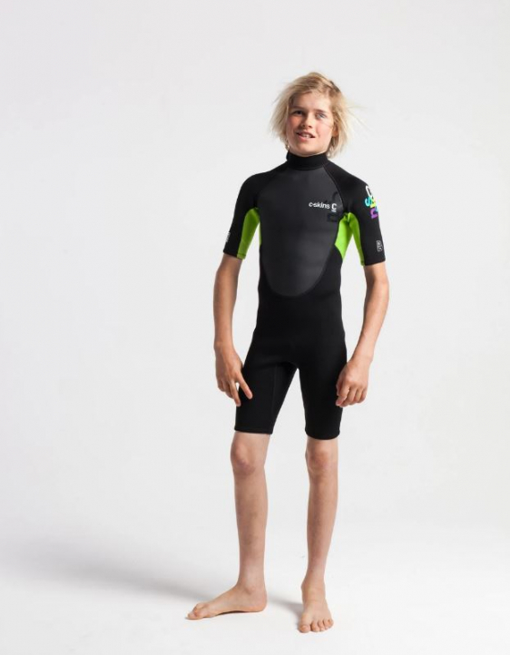 C-Skins Element 3:2 Junior Shorty i gruppen Våtdräktsprodukter / Våtdräkter / Våtdräkt barn och junior hos Surfspot Sweden AB (C-EL32SHJ-BlackLime)