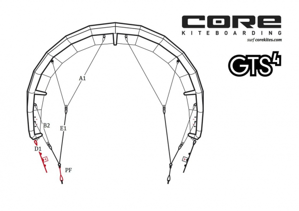 Core replacement bridle E1 for Core GTS4 10.0 i gruppen Kite / Reservdelar kiteutrustning / Reservdelar kite och bom hos Surfspot Sweden AB (KZLGS410E1)