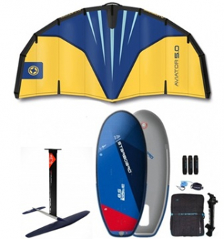 Wingfoil, paket med Starboard uppblåsbar bräda och Unifiber vinge