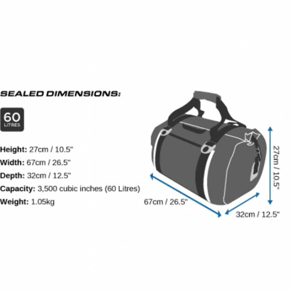 Overboard Waterproof Duffel Bag 60 Liter Black Classic
