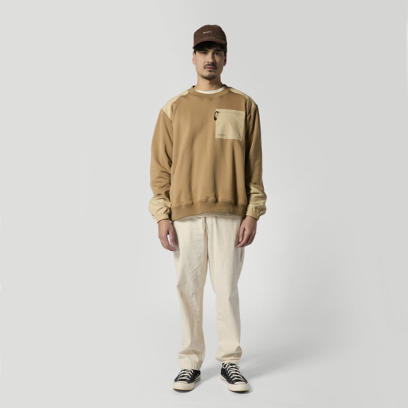 Mystic Conflux Crew Sweat Slate Brown