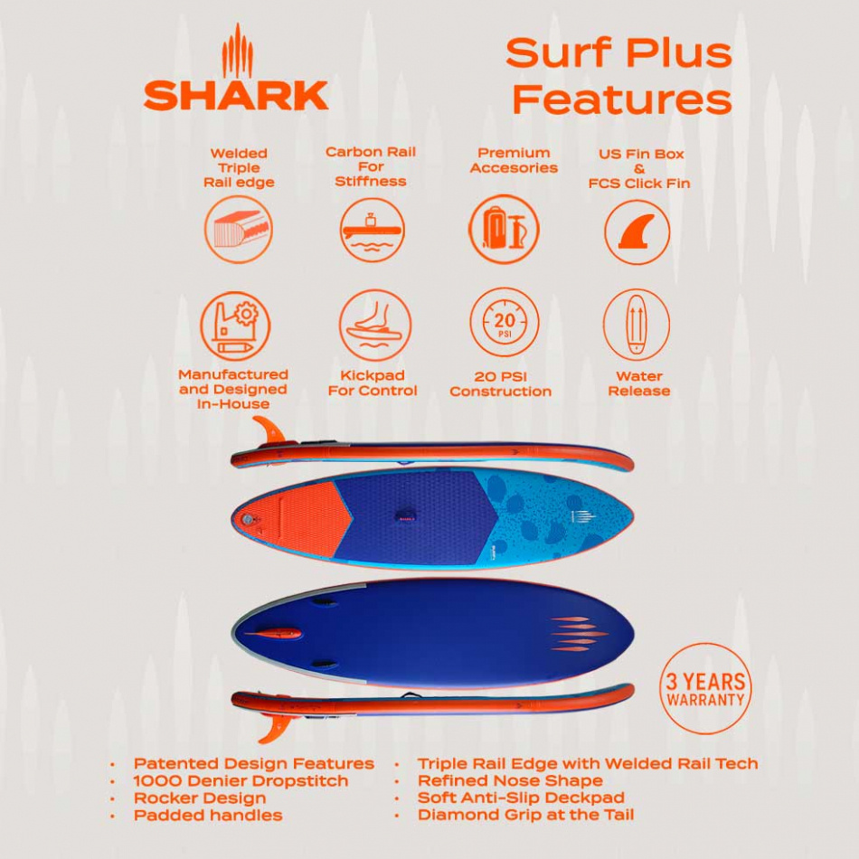 Shark SUP Surf Plus 9 2 x 30 (Uppblåsbar)
