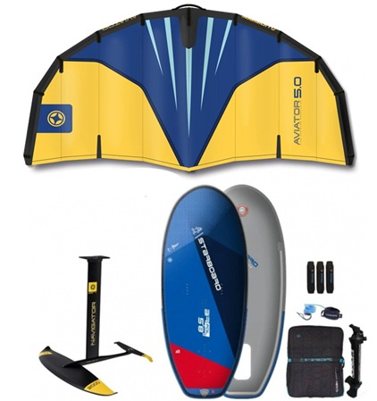 Wingfoil, paket med Starboard uppblåsbar bräda och Unifiber foil